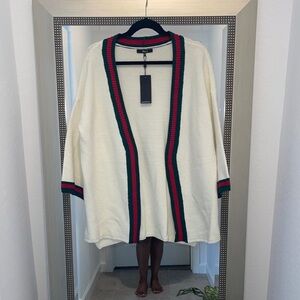 Red and Green Cardigan Thick white jacket size medium